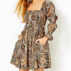 NWOT Lilly Pulitzer Beyonca Long Sleeve Smock Dress - Large